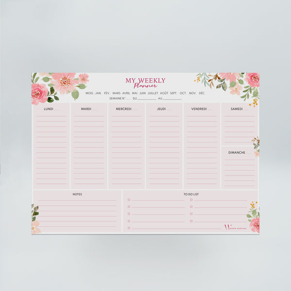 Bloc-Notes Weekly Planner Floral Bliss