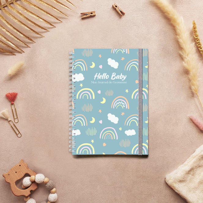 Carnet de Grossesse - Hello Baby Blue Rainbow