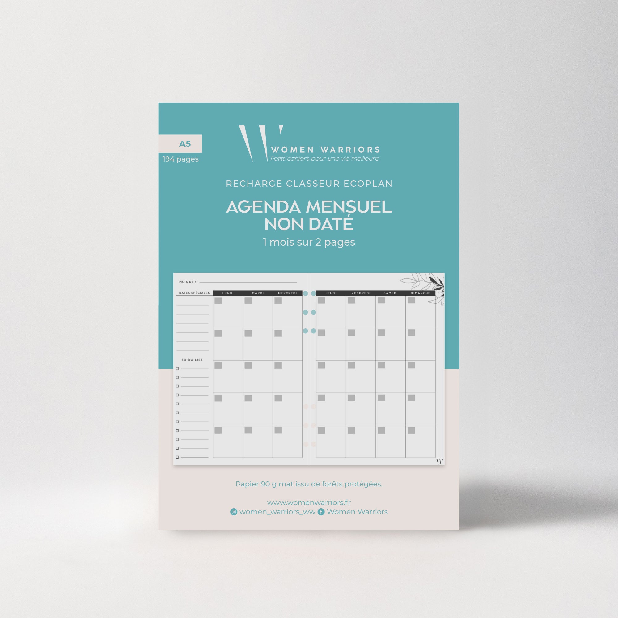 Recharge Agenda Mensuel Non Daté • 194 pages