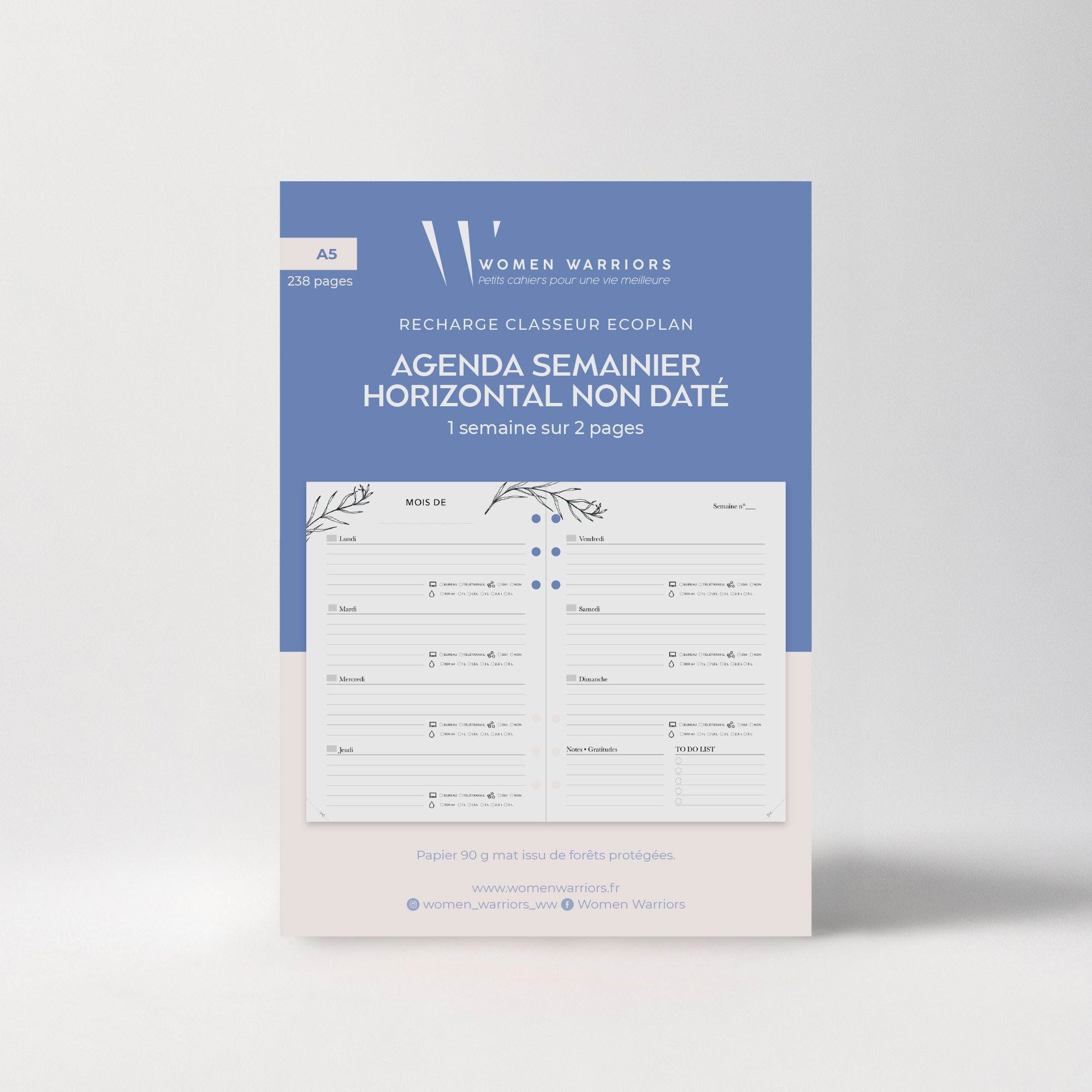 Recharge Agenda Semainier Horizontal Non Daté • 238 pages