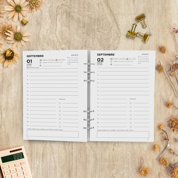 Recharges pour Classeur EcoPlan - Agenda Journalier Daté