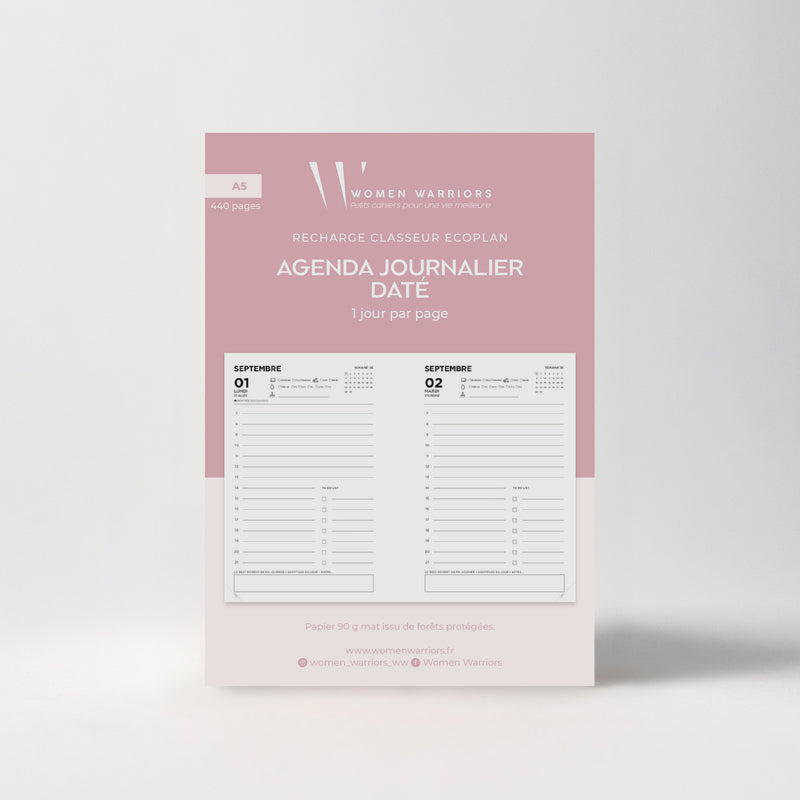 Recharges pour Classeur EcoPlan - Agenda Journalier Daté