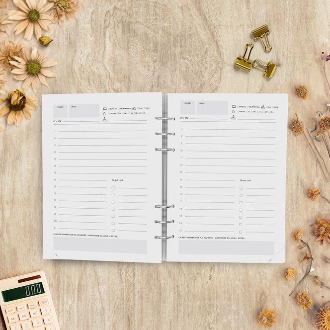 Recharges pour Classeur EcoPlan - Agenda Journalier Non Daté