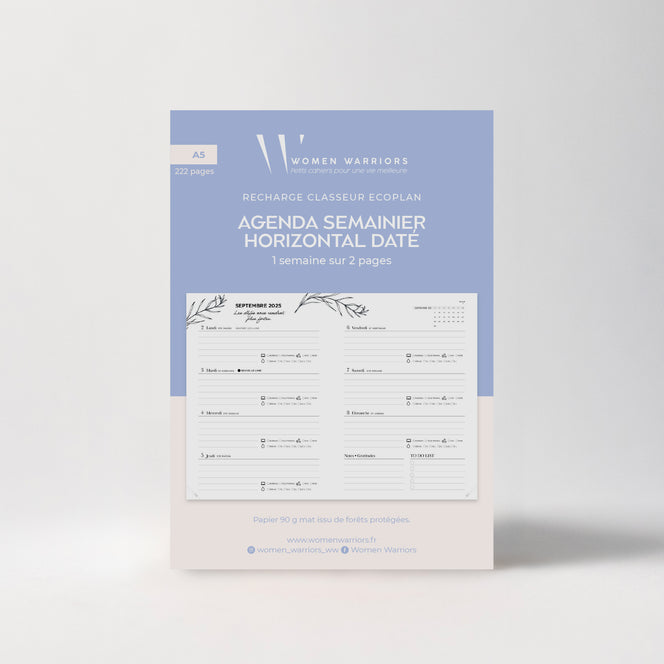 Recharges pour Classeur EcoPlan - Agenda Semainier Horizontal Daté