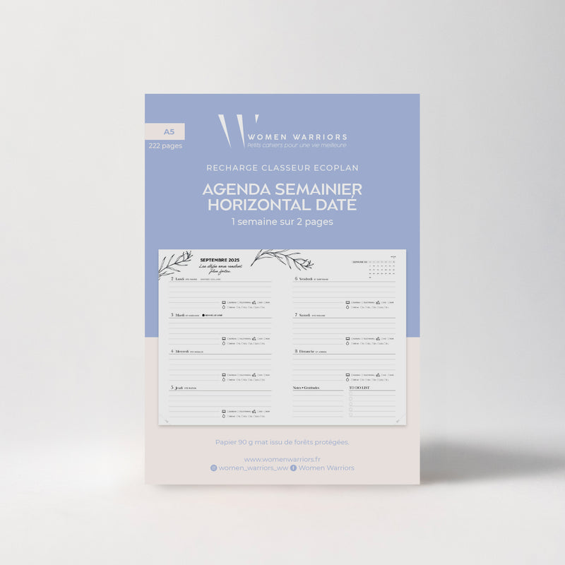 Recharges pour Classeur EcoPlan - Agenda Semainier Horizontal Daté