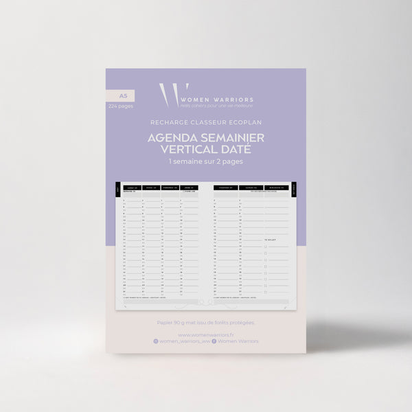 Recharges pour Classeur EcoPlan - Agenda Semainier Vertical Daté