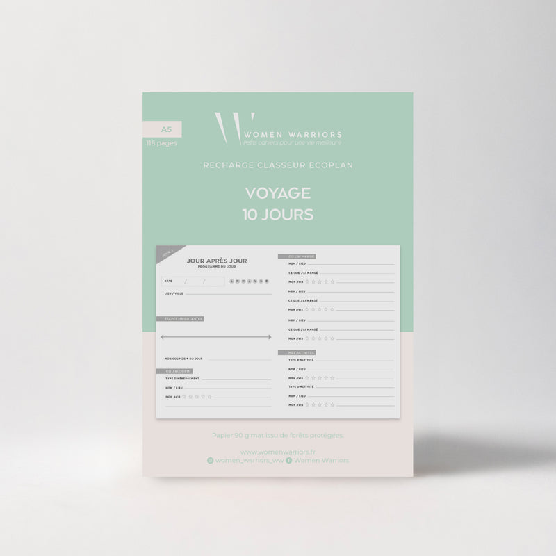 Recharges pour Classeur EcoPlan - Voyage 10 jours