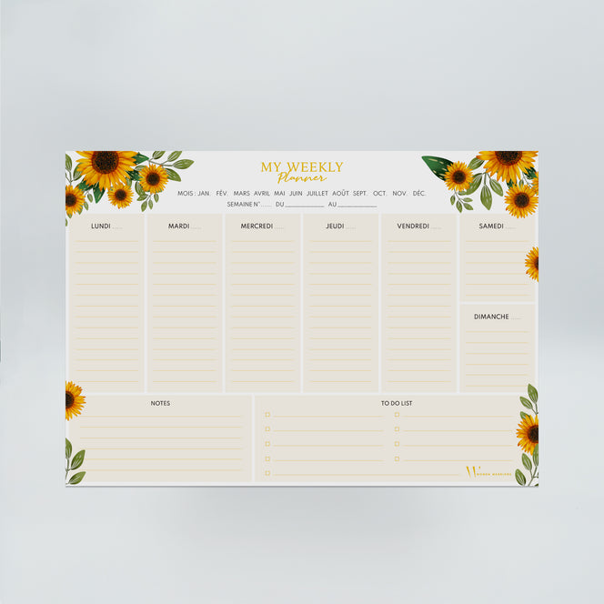 Bloc-Notes Weekly Planner Sun Flowers