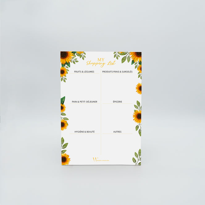 Shopping List Sun Flowers